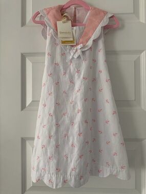 Dondolo Anchor Girl Dress 8Y NWT pink & white embroidery